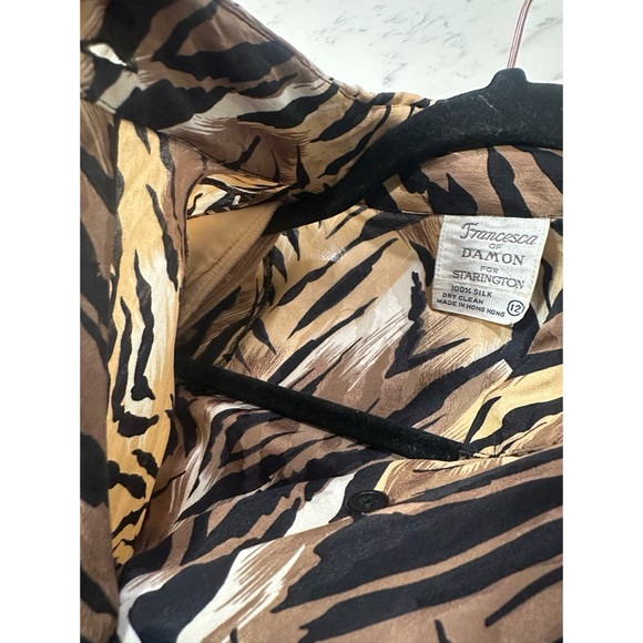 Vintage Francesca of Damon for Starington Saks Silk Animal Print Dress - Size 12 - Picture 8 of 13